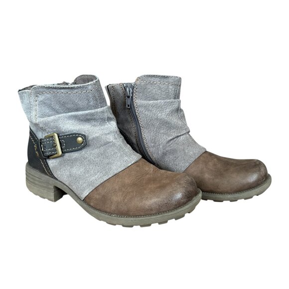 Earth Origins Phoenix leather and suede ankle boot gray brown black size 6 1/2 M - Picture 2 of 12